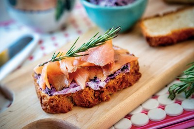 Blueberry Beer Bread and Spread with Smoked Salmon