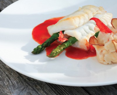 Monkfish Stuffed with Asparagus and Shrimp