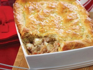 Turkey Pot Pie with a Savory Biscuit Topping