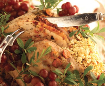 Braised Turkey with Popcorn Stuffing
